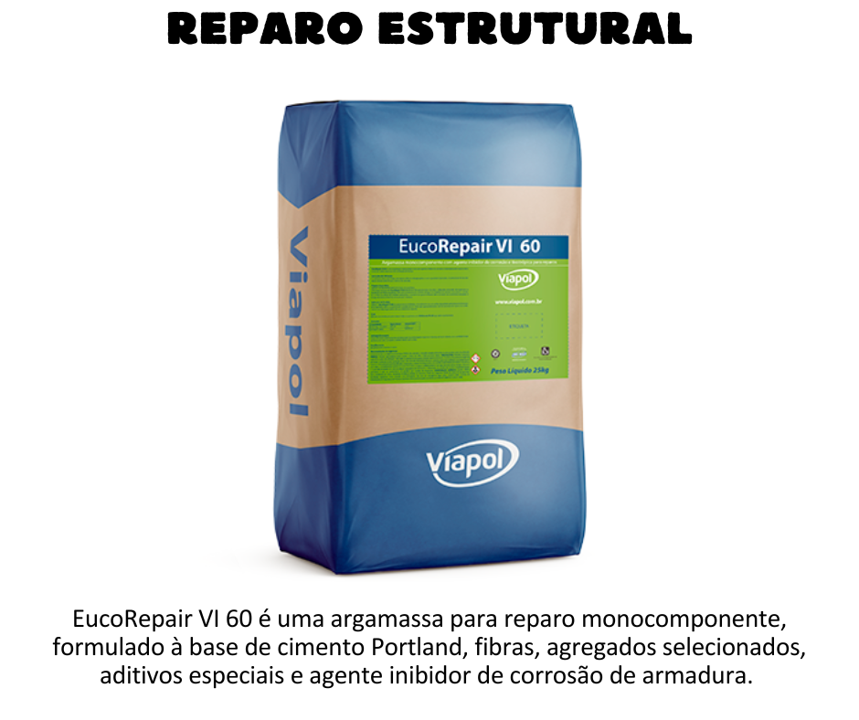 Argamassa para reparo com inibidor de corrosão.