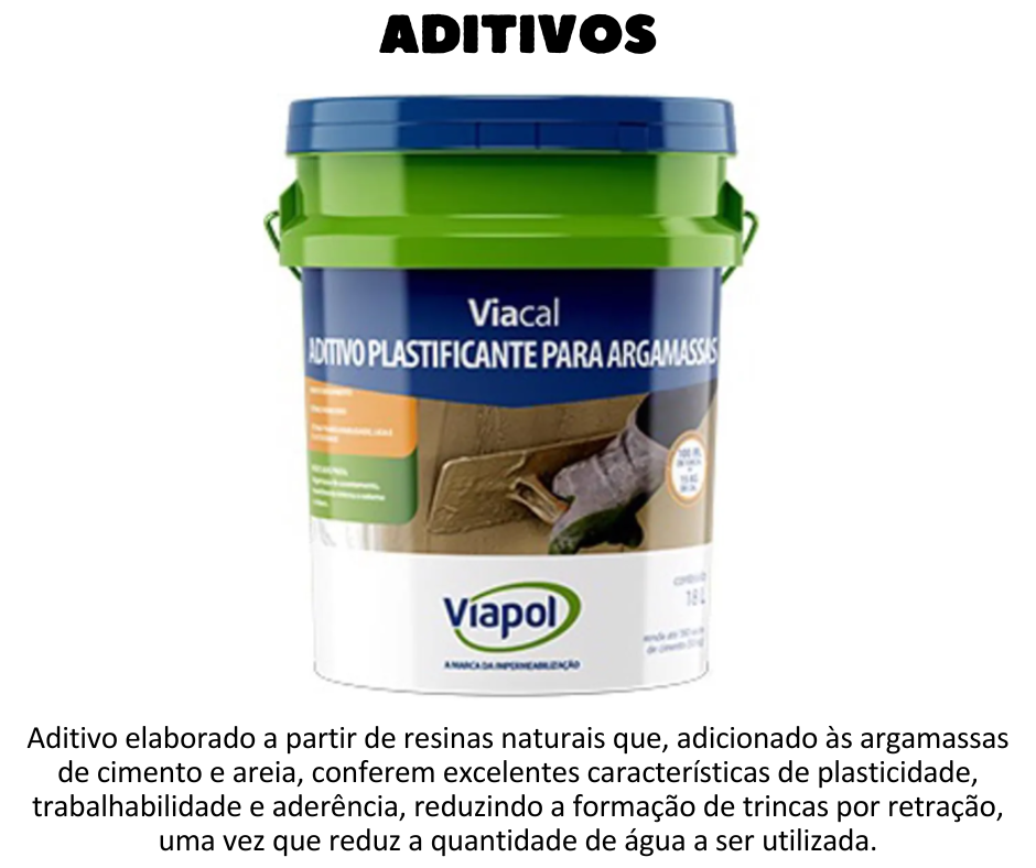 Viacal é aditivo impermeabilizante para concreto e argamassa. 