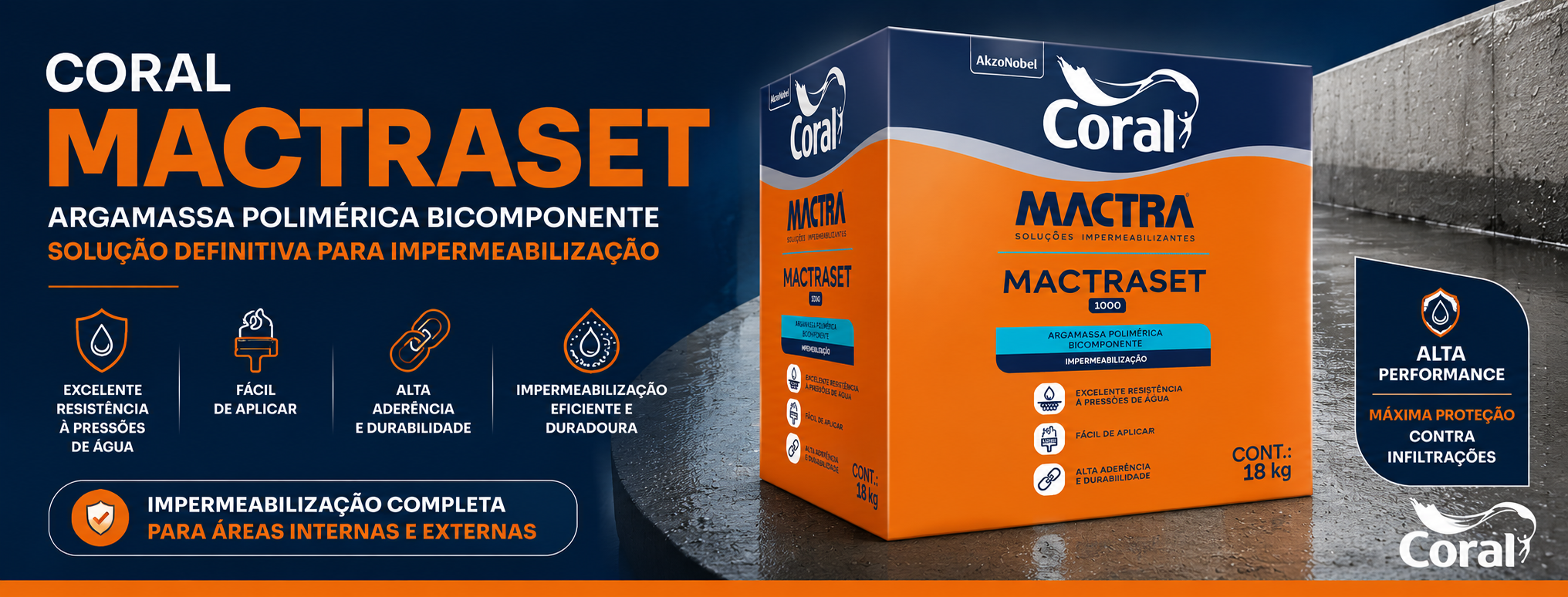 Mactraset - Argamassa polimérica - Coral - Impermeabilizante