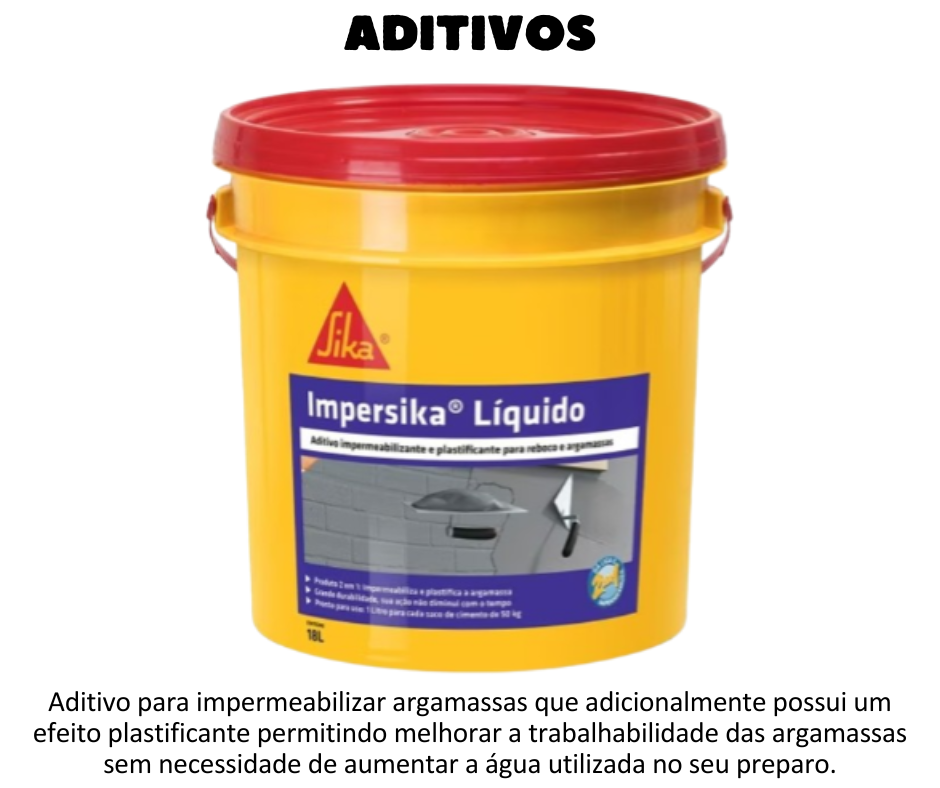 Aditivos -  Impersika - Aditivo impermeabilizante e plastificante para argamassa
